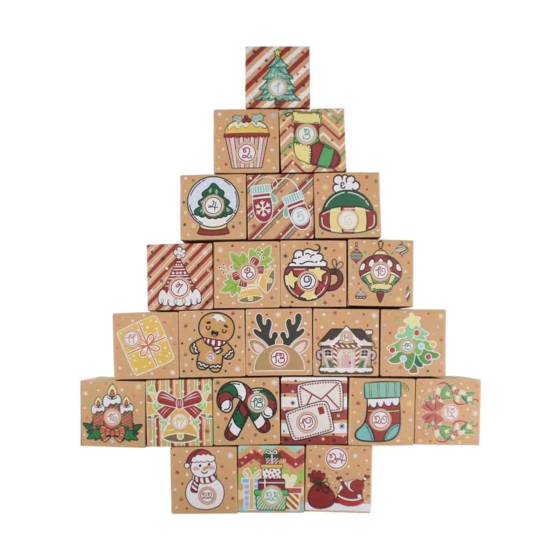 24pcs Christmas Advent Calendar Boxes DIY Paper Boxes For 24 Days Advent Countdown Ideal For Gift Giving Home Decor Xmas Gift