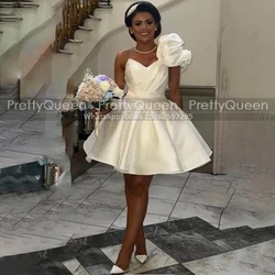 Vestido corto de dama de Honor, minivestido de una línea con lazo, un hombro sin mangas, para fiesta de boda