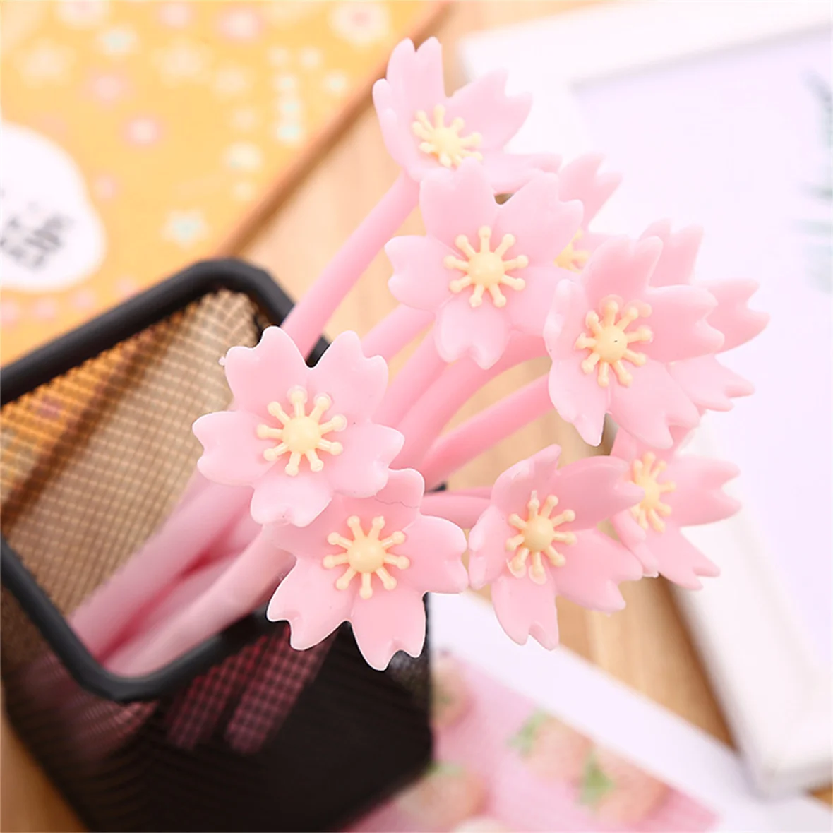 20PCS Pink Cherry Blossom Neutral Pen Gel Ink Pen School Supplies Office Stationery Gift