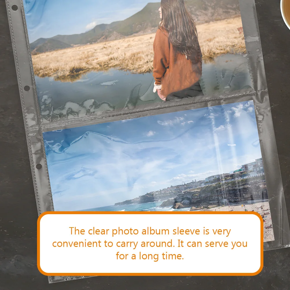 

50Pcs A4 Photo Album Pages Reusable Four Holes Collection Sleeves for Coin Collectors Postcard Pockets Coin for Collectors