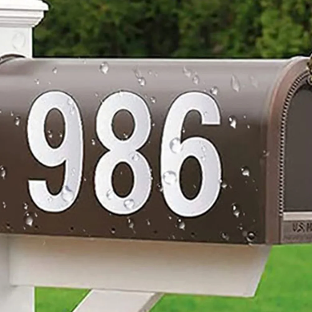 

4Sets Reflective Adhesive Number Stickers for Mailbox Outdoor Decals Bin Labels Letter Box Letter Box for Front Door