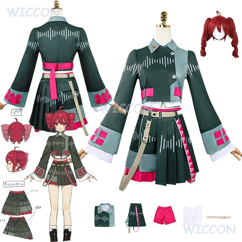 مجموعة أزياء تنكرية باللون الأخضر من Voicepeak Vtuber Kasane Teto مجموعة أزياء تنكرية لحفلات الهالوين والمغني الافتراضي مجموعة كاملة للنساء