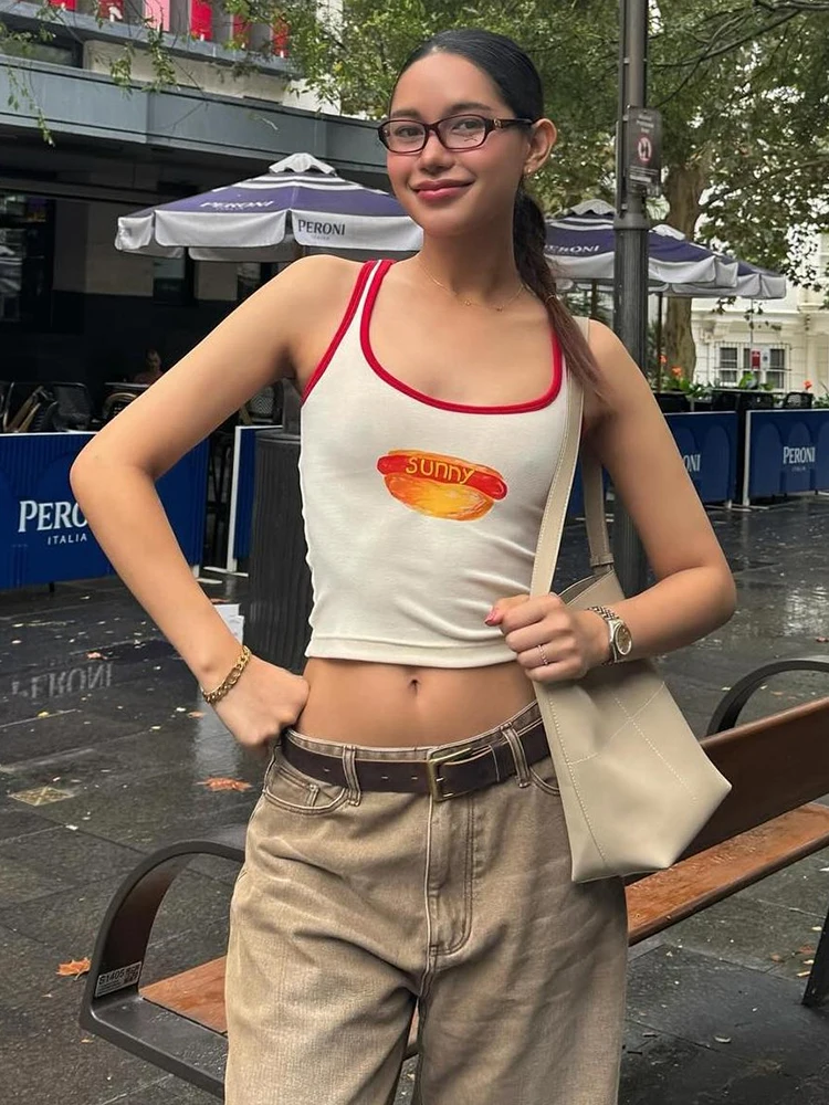 Nibber طباعة سترة المرأة منخفضة الرقبة رياضي أكمام عارية الذراعين مرونة عالية الشارع الكلاسيكية بسيطة الشارع الصيف سليم هوتي القمم #6