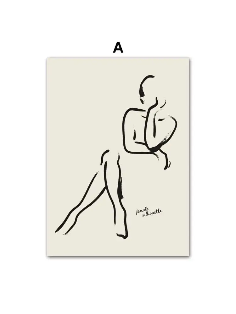 Abstract Art of Face and Body in Black and White Canvas Painting Nordic Style Posters Wall Art for Living Room Decor