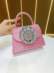 Luxury Fashion Satin Square Bag Glitter Rhinestones Diamond Evening Bag Women's Handbag Wedding Party Clutch Purse Shoulder Bag