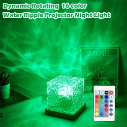 Dynamische Wasserwelligkeit Nachtlicht 16-Farben-Projektorlampe Schlafzimmer Umgebungslicht USB-Fernbedienung Coole Wand LED-Licht Gaming Room Decor