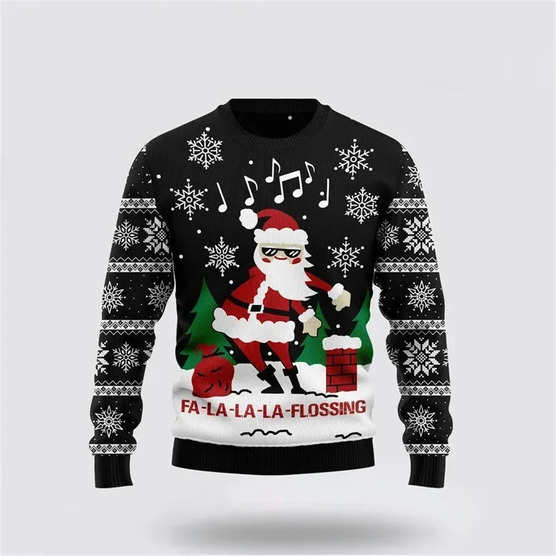 

2025 fashion funny ugly Christmas sweater men's clothing hip-hop bar party men's sportswear casual men's pullover Christmas spor