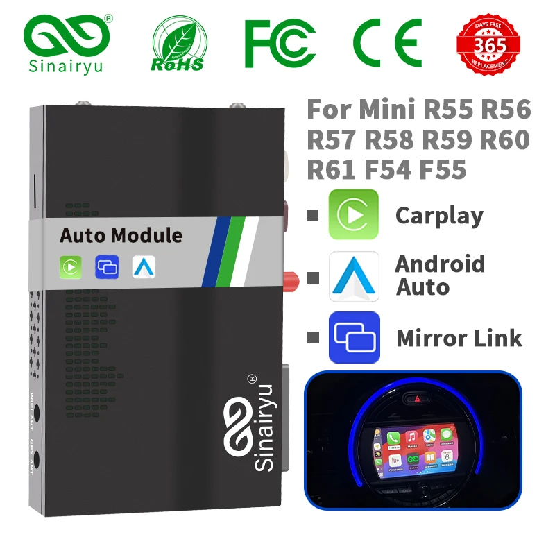 

Wireless Android Auto Apple CarPlay for Mini R55 R56 R57 R58 R59 R60 R61 F54 F55 Clubman Countryman Hardtop John Cooper F56 F57