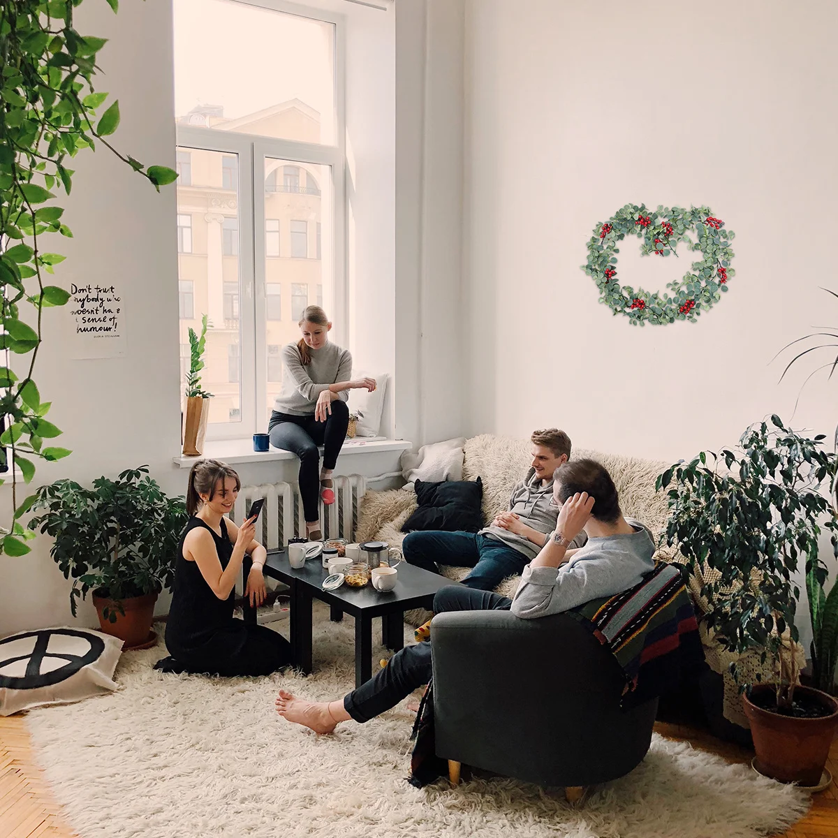 

1 pc Simulated Rattan Red Berries Cane Christmas Decor For Holiday Party Home Office Indoor Outdoor Green Festive Vine