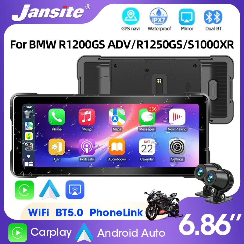 6,86 "Für BMW R1200GS R1250GS Drahtlose CarPlay Moto Android Auto Tragbare Digitale Motorrad Dashboard GPS Navigation Bildschirm