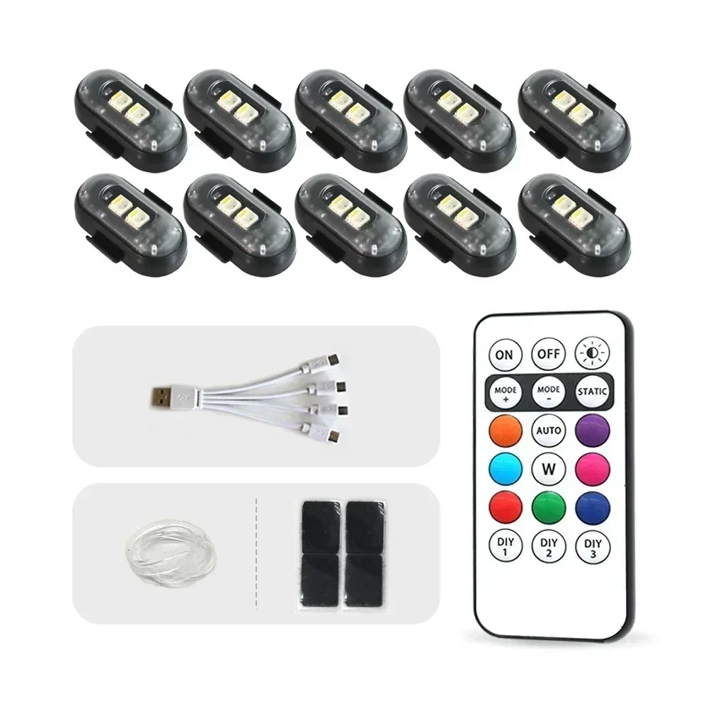 Car Strobe Light 8Color Remote Motorcycle Flash Led Anti-collision Warning Lamp Waterproof Wireless Remote Control For Car Bike