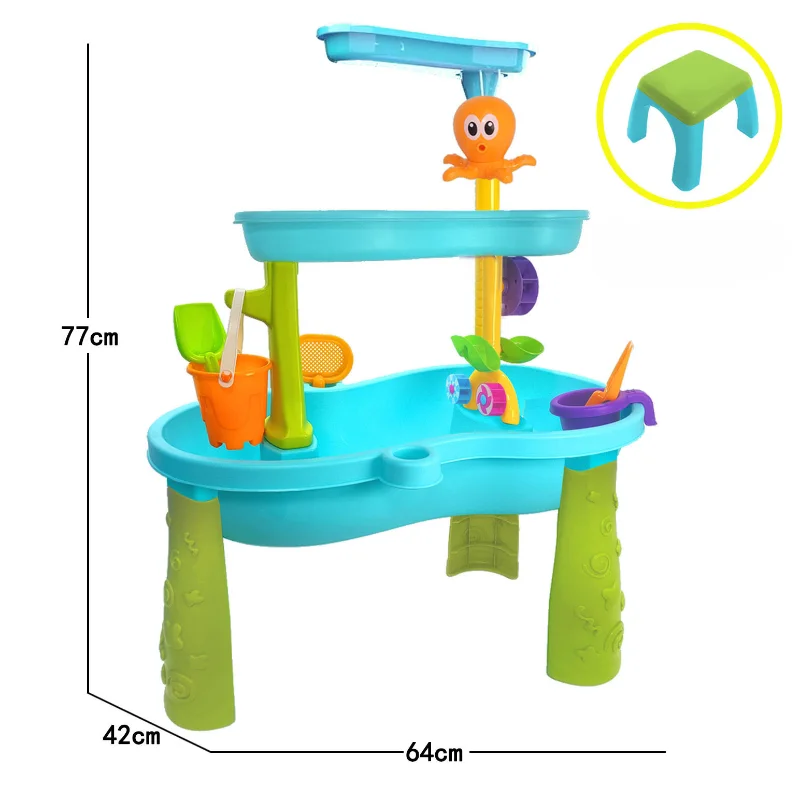 Children Beach Water Table Summer Sand Toys Three Level Outdoor Water Play Waterfall Table Seaside Sand Shovel Tools Kids Gifts