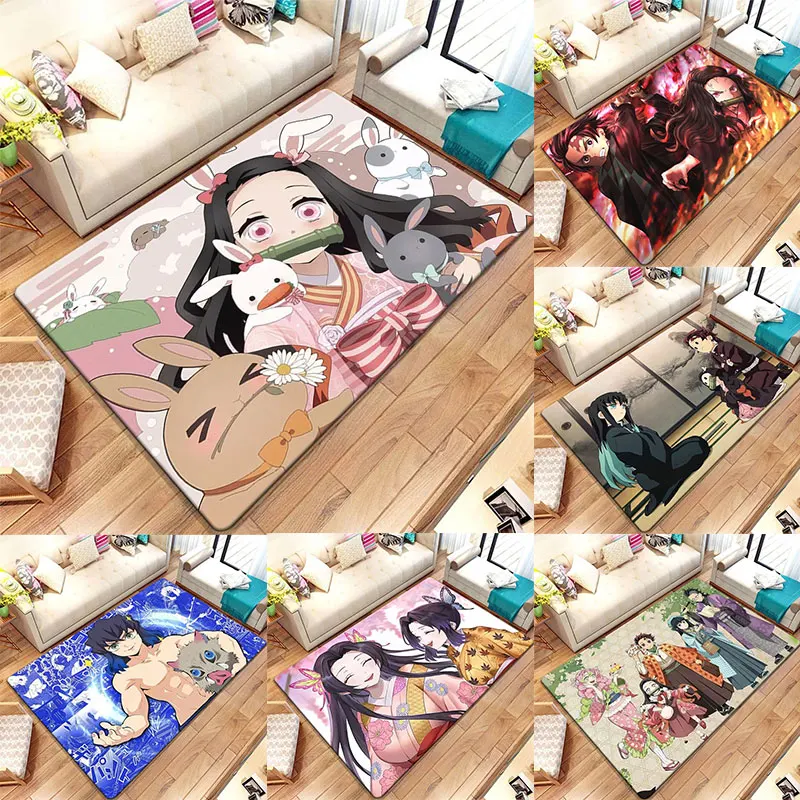 

MINISO D- Demon Slayer Japanese Anime Cool HD Print Carpet Living Room Kitchen Bedroom Sofa Table Rug Non-slip Chair Picnic Mat