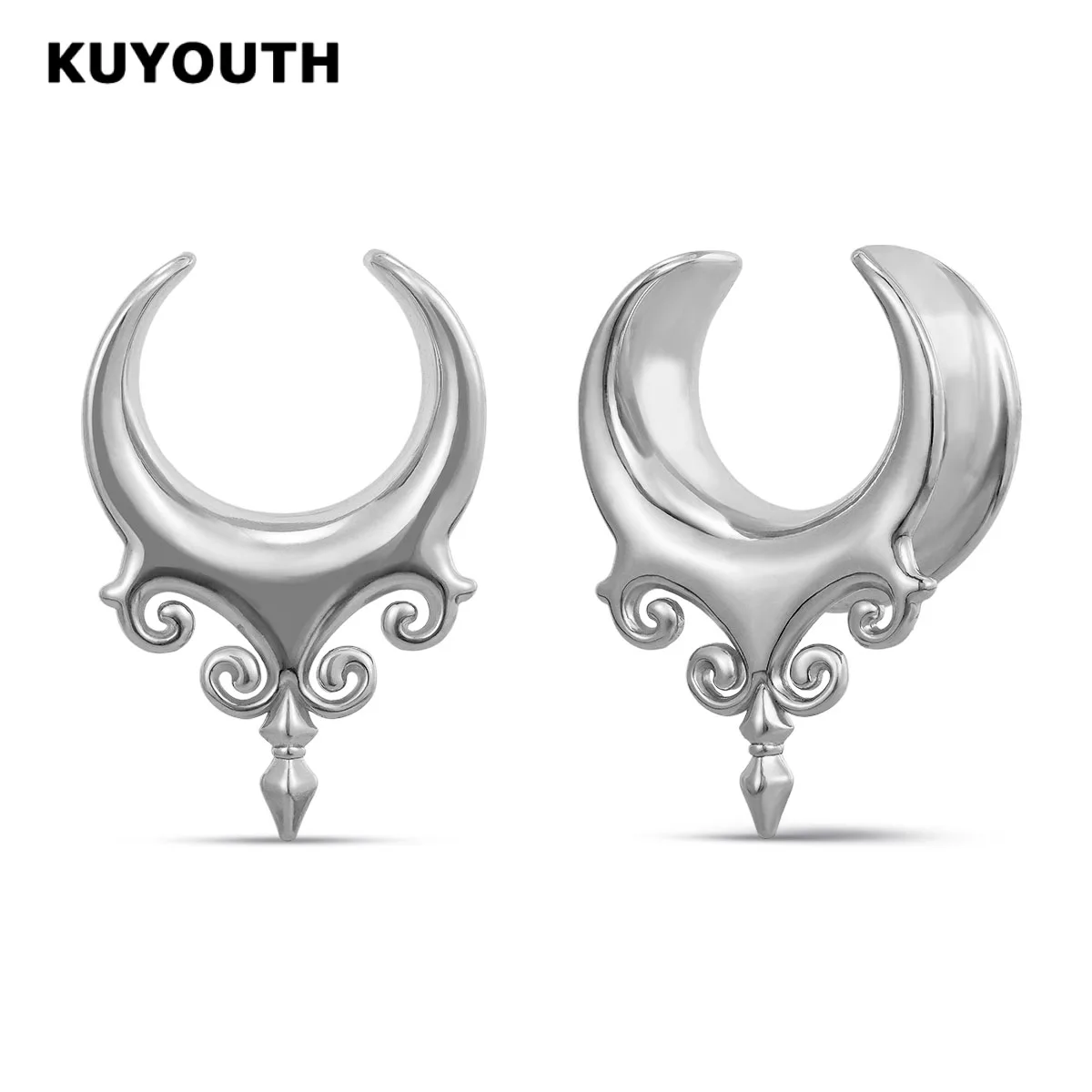 KUYOUTH Hypoallergenic Crescent Moon Saddle Shape Ear Gauge Stretcher Tunnel Expander Plug Body Piercing Jewelry Ear Expander
