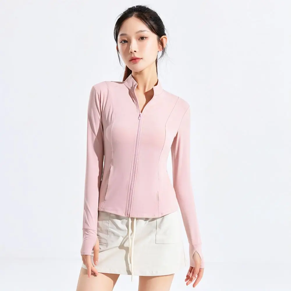 women-sun-protection-jacket-summer-slim-fit-breathable-yoga-running-sportswear-thin-long-sleeve-casual-stand-collar