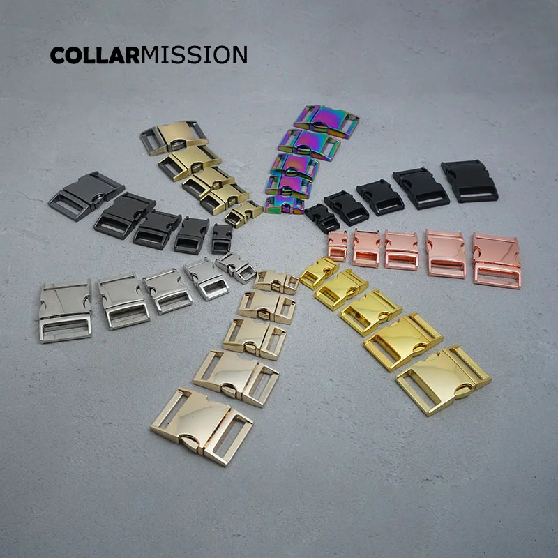 10pcs/lot Metal side release curved buckle durable plated buckle 10mm,15mm, 20mm, 25mm, 30mm dog collar paracord DIY accessories