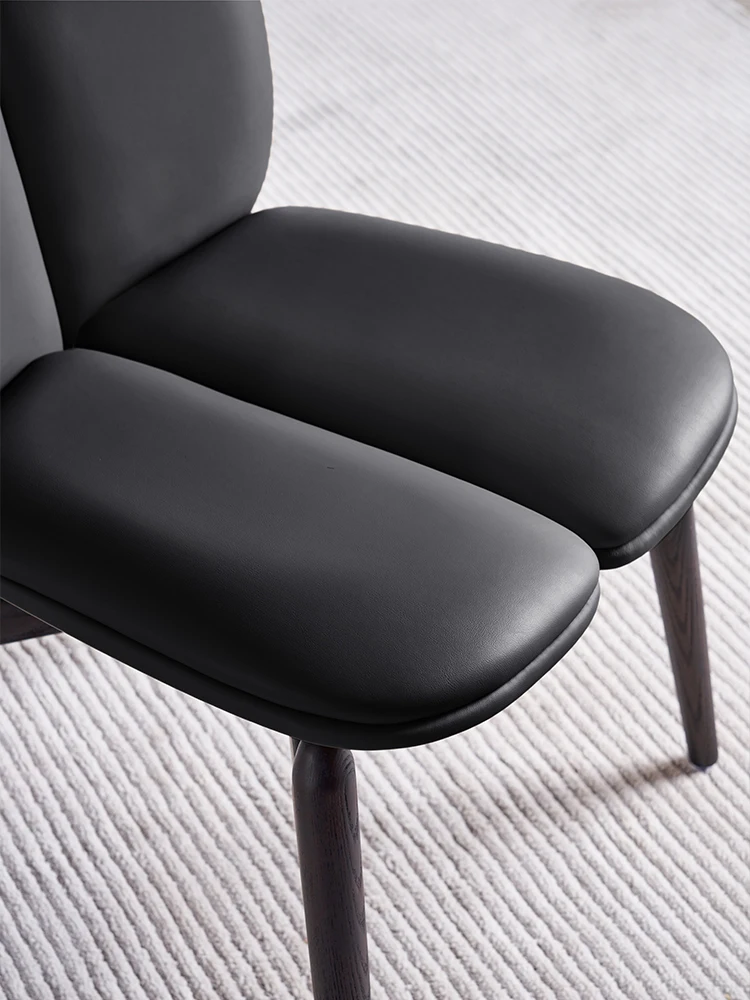LH solid wood home restaurant leather chair high-end high-end minimalist chair