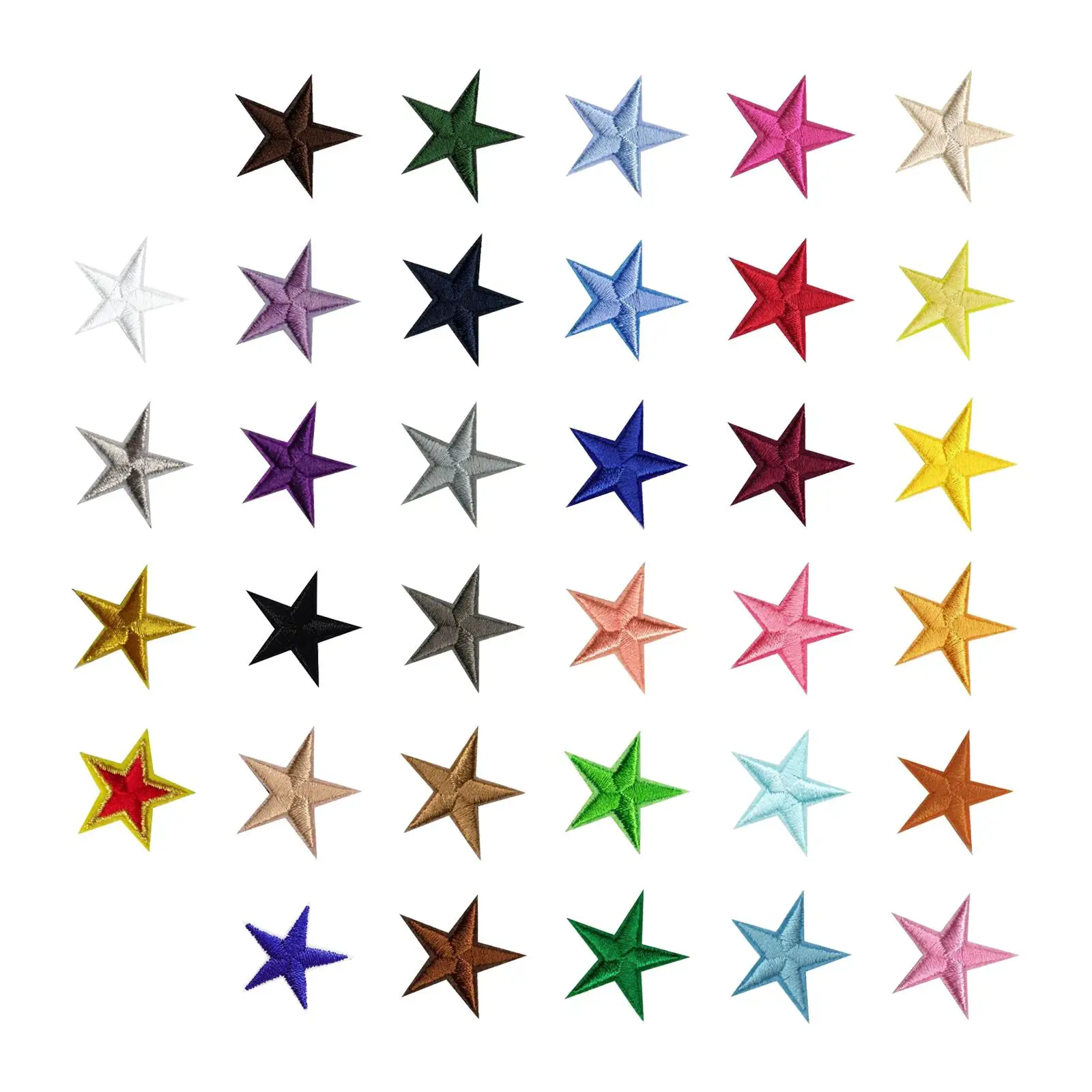 34x Star Embroidery Patches Stickers Badge Patches DIY Sew on Patch Iron on Patches for T Shirt Clothes Bag Backpack Jeans