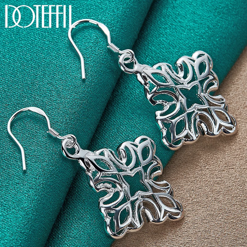 

DOTEFFIL 925 Sterling Silver Geometry Pendant Earring For Women Lady Wedding Engagement Party Fashion Jewelry