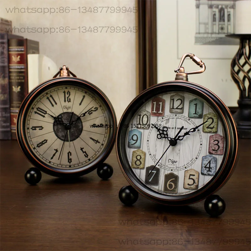 Home clock ornament desktop living room retro creative alarm clock bedroom bedside silent clock personality
