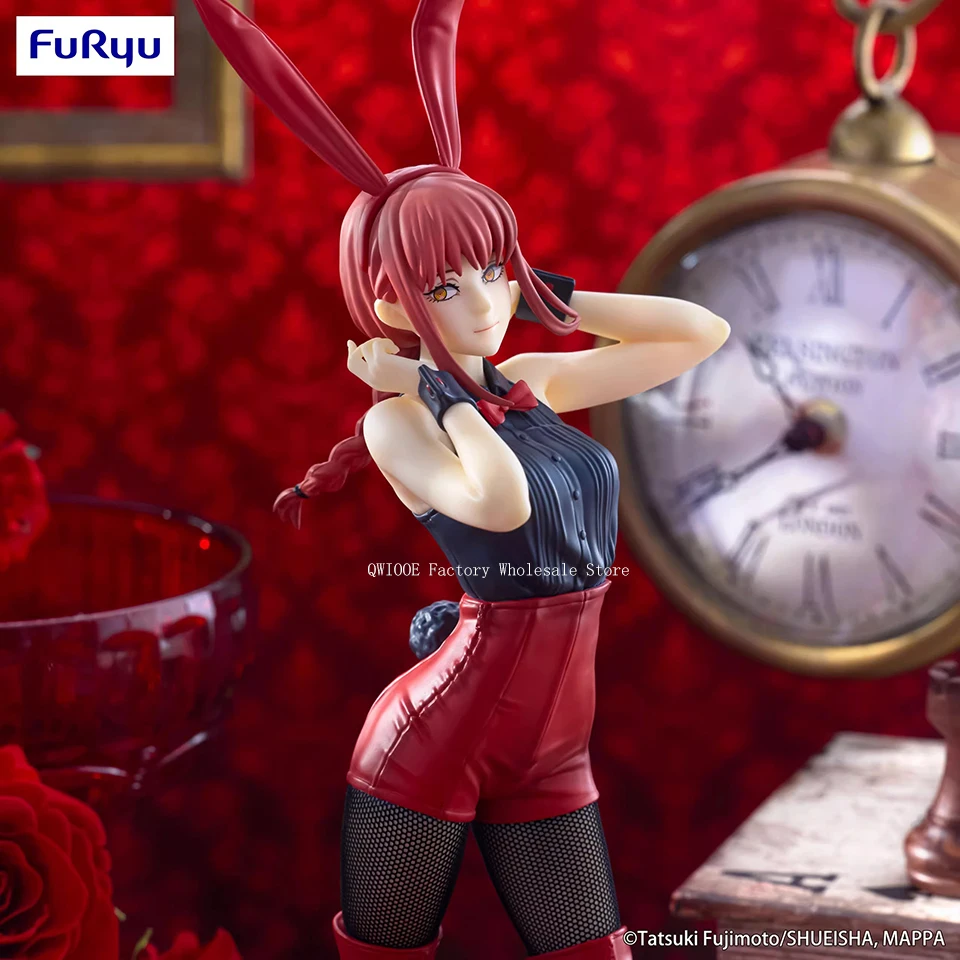 Original Genuine FuRyu BiCute Bunnies Chainsaw Man 30cm Makima Red Bunny Girl Anime Figure Toys For Boyfriend Wholesale