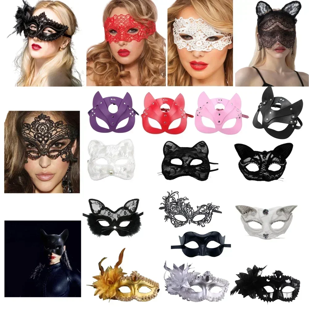 Nouveau masque en dentelle masque de mascarade vénitienne de luxe femmes masque d'oeil de renard sexy pour déguisement noël Halloween mascarade accessoire de fête