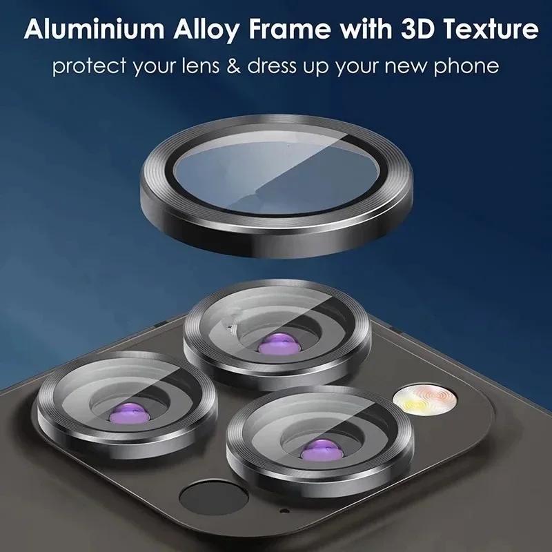 3-2PCS Camera Lens Protector For iPhone Duo 18 Pro Max 17Pro Metal Ring Protector Glass For iPhone 14 15 16 ProMax Camera Lens