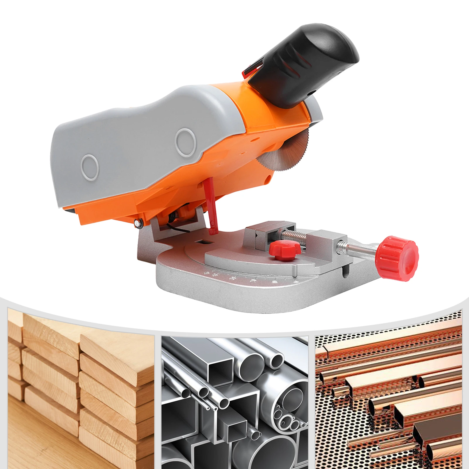 Mini Benchtop Cut-Off Miter Saw 0-45° Adjust Miter Gauge Metal Wood Cutting Tool Hobby Crafts