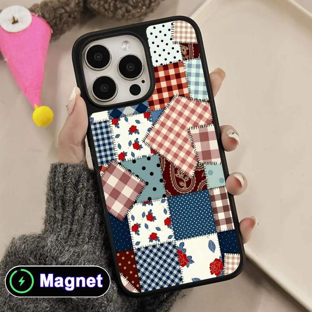 

Lattice Grid Phone Case for iPhone 17 16 15 14 13 12 11 Air Pro Max Plus Matte Surface Magnet Cover