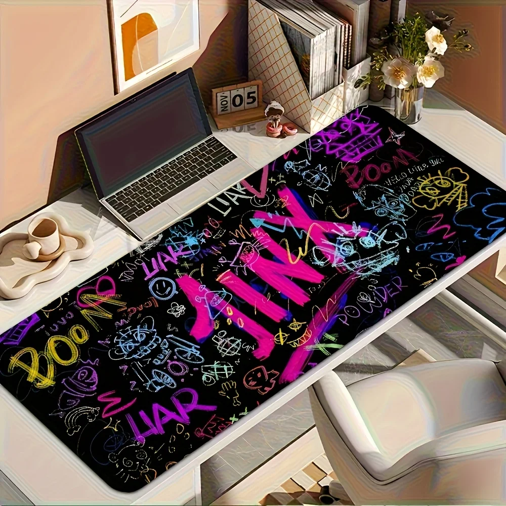 Arcane League Jinx Mouse Pad Extended Wrist Rest Playmat Rubber Base Colorful Graffiti Anime Office Pc Desk Mat Laptop Keyboard