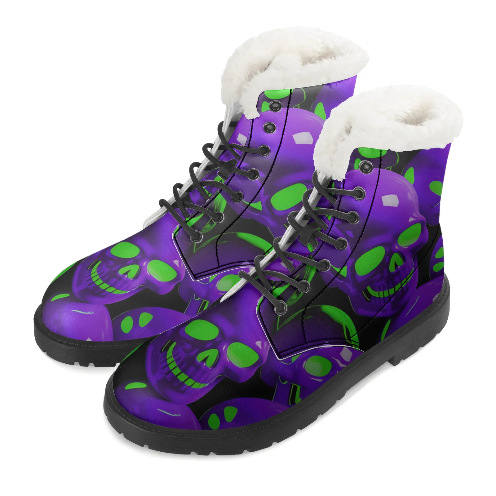 Снежные ботинки с забавными рисунками черепа для мужчин и женщин, подростковая обувь, повседневные ботинки, легкие теплые зимние ботинки для пар, размер ЕС 35-48