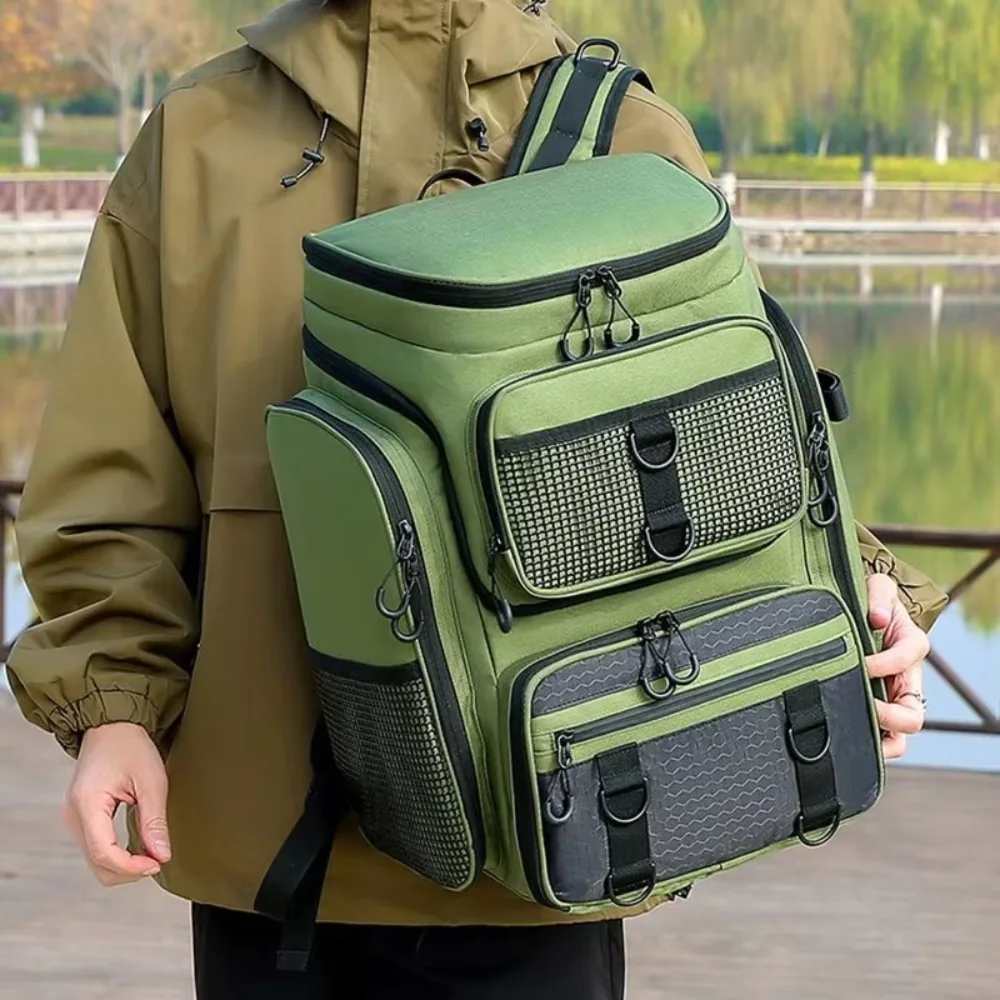 

Sling Fishing Backpack Bag Nylon Large Capacity Fishing Tackle Storage Bag Double layer Waterproof Outdoor Shoulder Bag Camping