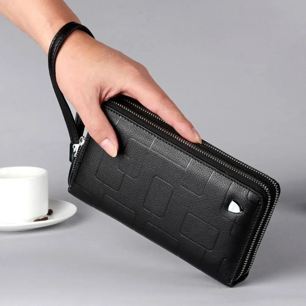 Fashion Large-capacity Genuine Leather Wallets Multi-card Slot Business Clutch Phone Bag Simple Coin Purse Men