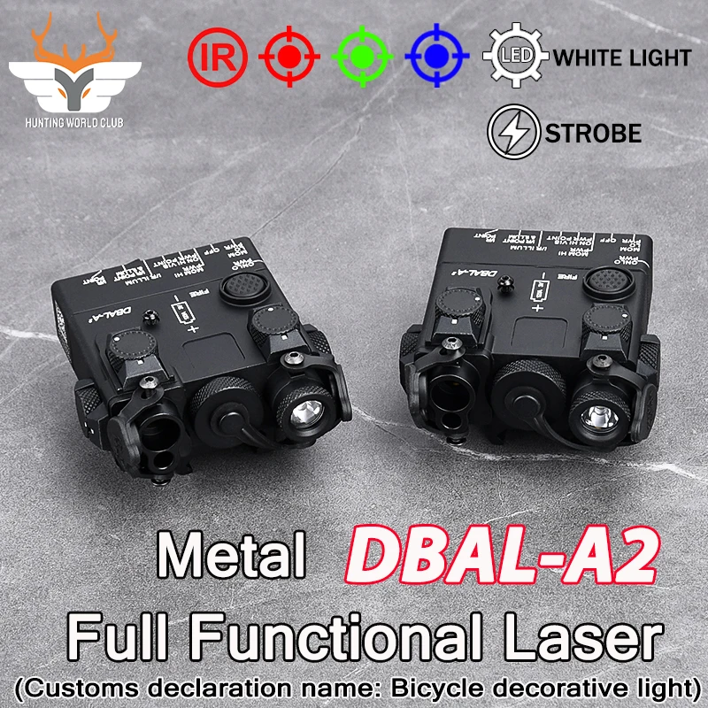 WADSN All-Metal DBAL-A2 IR Red Green Blue Sight Laser Pointer Strobe White LED Tactical Flashlight DBAL A2 Hunting Indicator peq