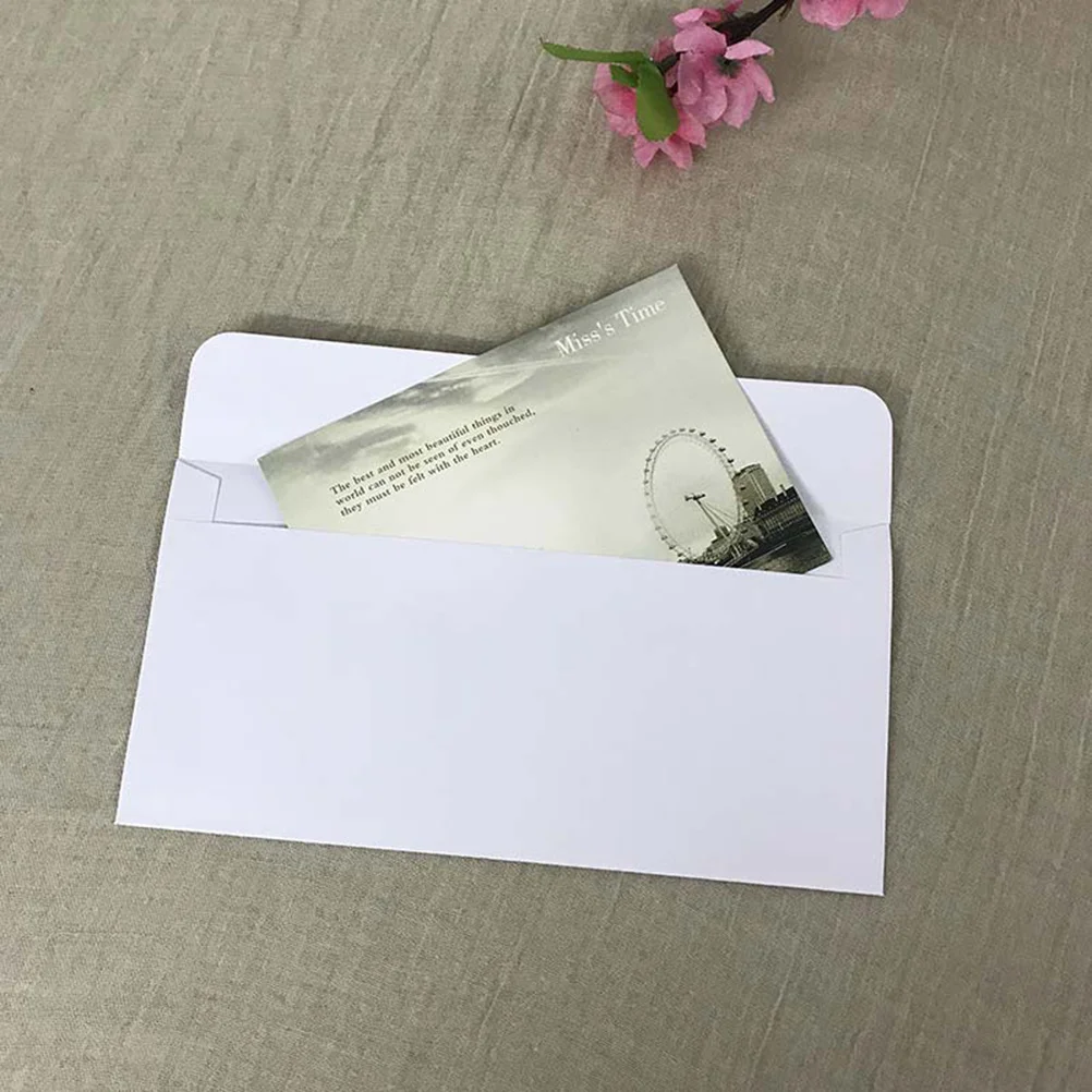 

100Pcs Plain White Envelope 22x11cm Paper Material for Invitations Greeting Cards Thank You Notes Announcements Weddings