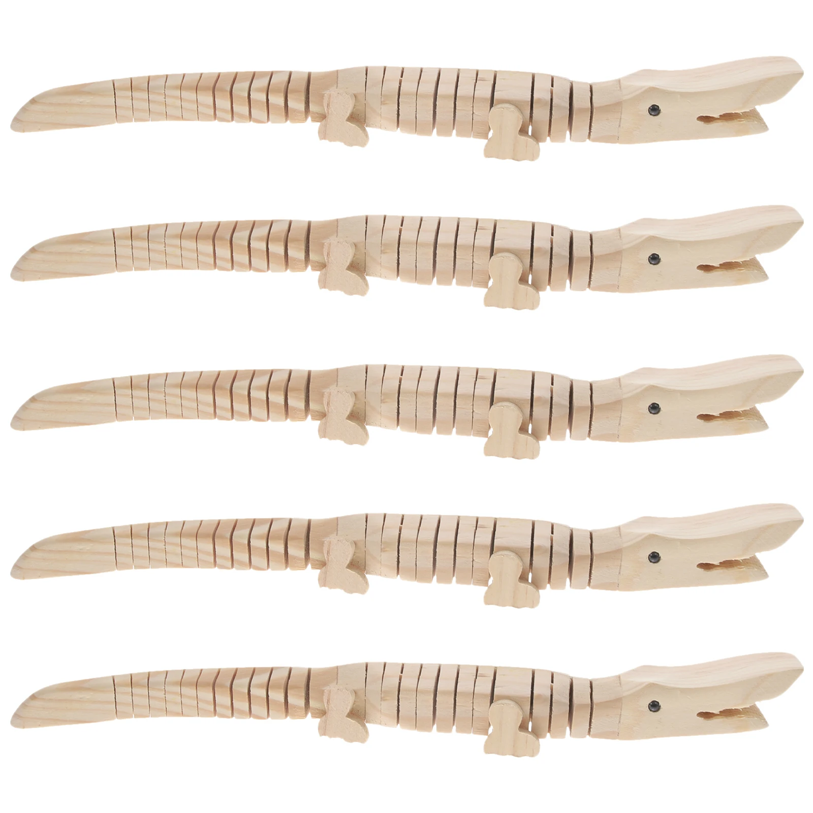 5 Pcs Small Model Students DIY Toy Portable Vivid Animal Blank Wooden