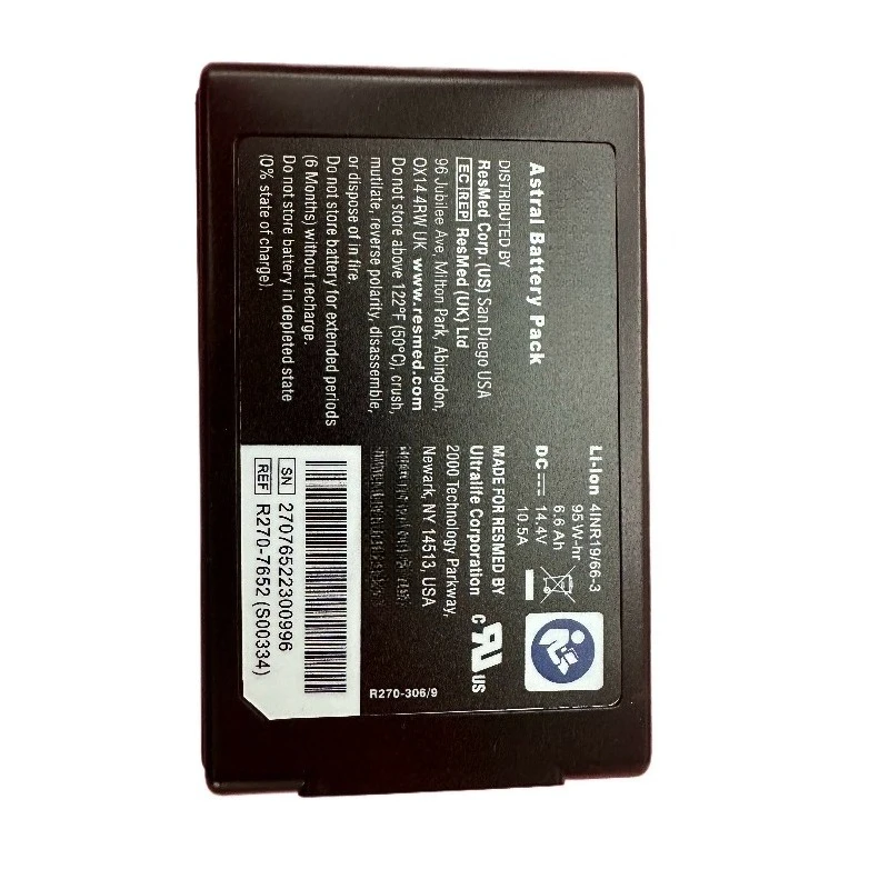 14.4 فولت 6.6Ah 10.5A بطارية طبية R270-7652 لـ ResMed Astral 150 Ventilator Ultralife بطاريات قابلة للشحن #4