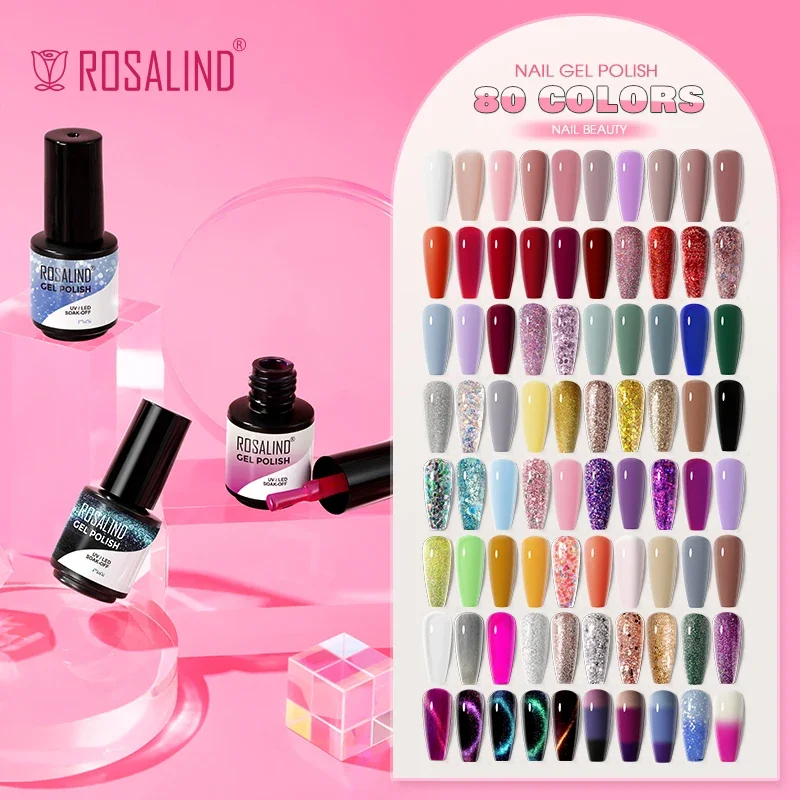 ROSALIND Neon-Glitzer-Gel-Nagellack, Maniküre, Basis, Decklack, UV-LED, Gel, UV, semi-permanente Kunst, Nagelgeschenke für Frauen