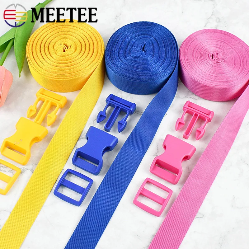 

1-5Sets 20/25mm Color Webbing + Closure Buckle Bag Strap Backpack Plastic Release Buckles Clothes Band DIY Sewing Accessories