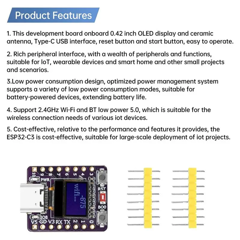 

OLED-дисплей 0,42 дюйма для платы разработки ESP32 C3, 2 шт., поддержка функций ESP32 Mini Wifi Bluetooth