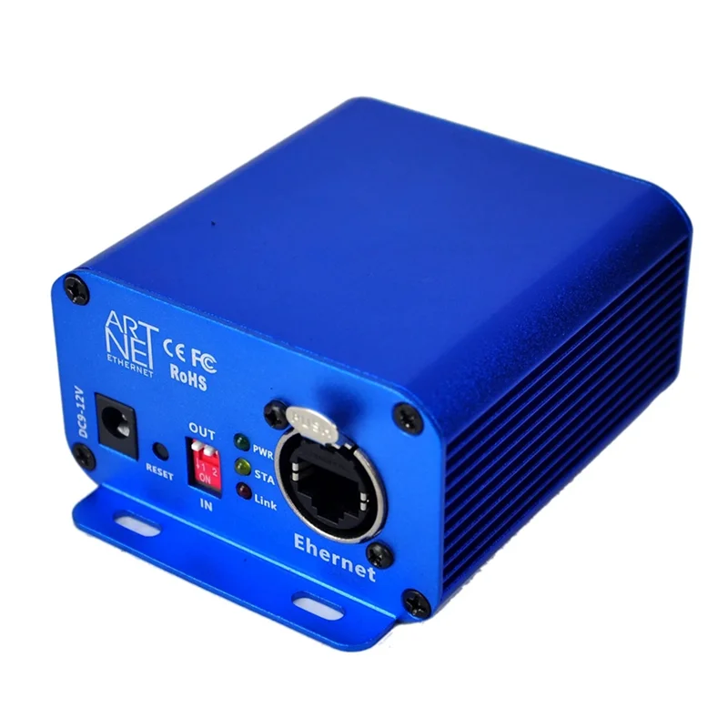 Controller per luci da palco DMX Artnet a 5 pin a 2 porte Presa Xlr a 5 pin Strumento per lo scambio del segnale DMX a 2 vie Connettore netto RJ45