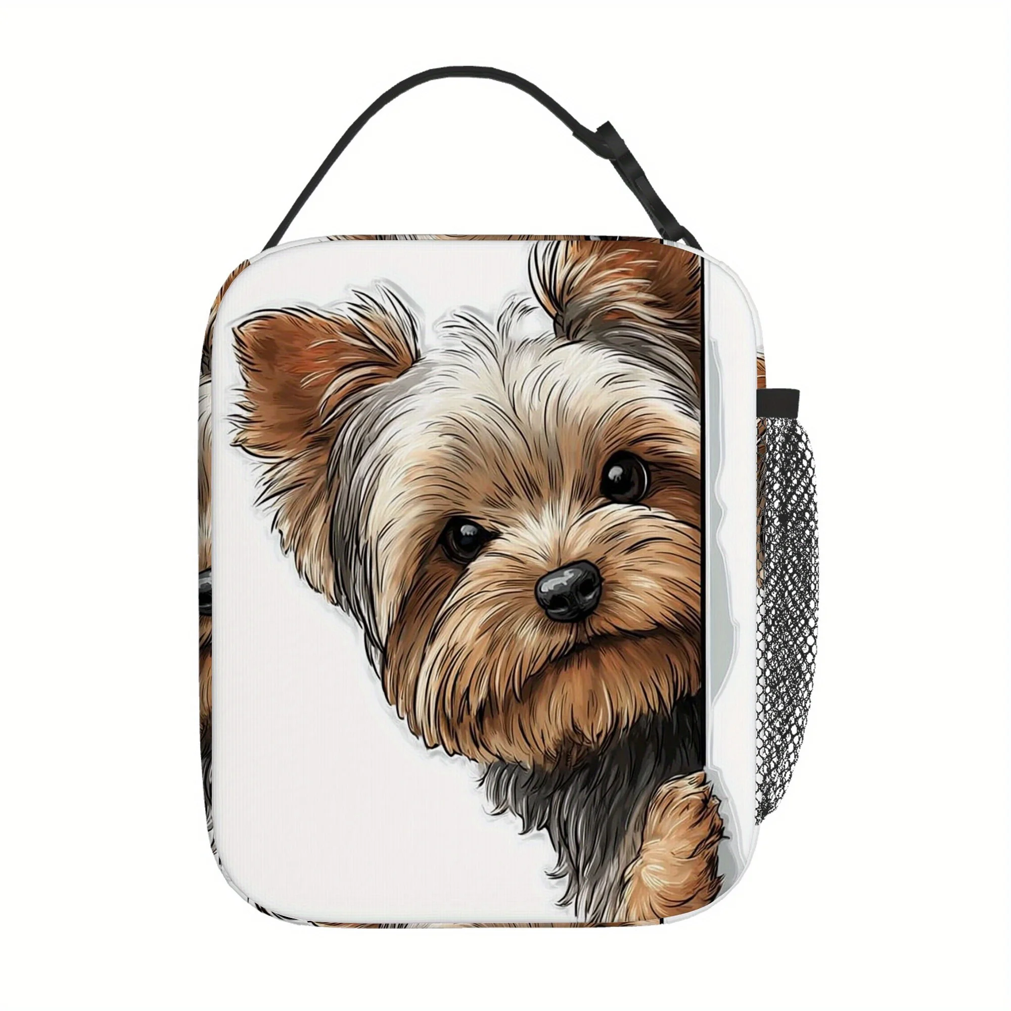 1pc a Thermal Bag Featuring a Dog Peeking Over a Corner, Designed for Insulation. This Bag Is Not Intended for Food Contact And