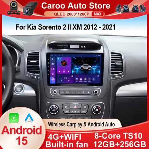 기아 쏘렌토 2 II XM 2012-2021 안드로이드 15 무선 안드로이드 오토 터치스크린 후방 카메라 탑재 2din 없는 카플레이 지원 카 라디오 플레이어