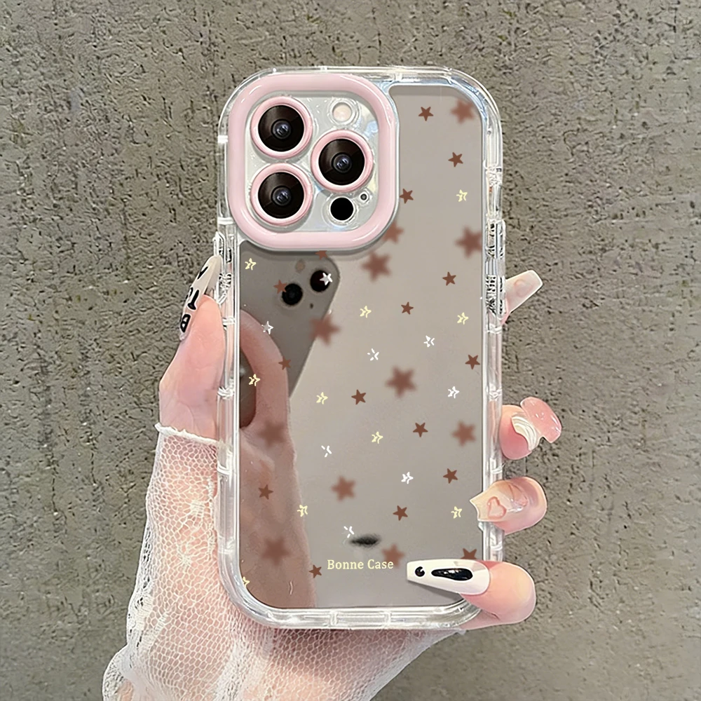 Einfache Stern-Polka-Dots Air-Cushion-Spiegel-Handyhülle für iPhone 17 15 14 16 Pro Max 13 12 11 Pro XR XS 7 8 Plus 17Air Girl Cover – Detail 9