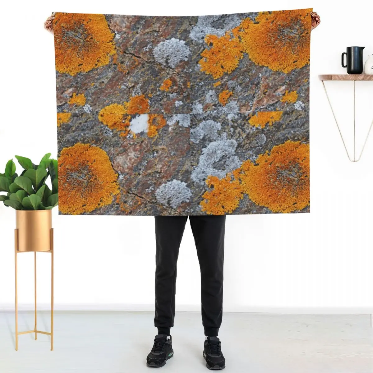 

Wreck Island Lichen On Rock Throw Blanket Soft Warm Blanket Gift for Men Women Adults