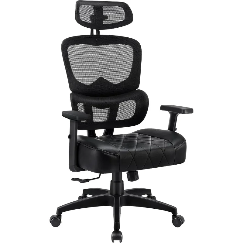 

Swivel Ergonomic High Back Mesh Office Chair with Adjustable Headrest Armrest, Backrest Tilt Function, Lumbar Support for