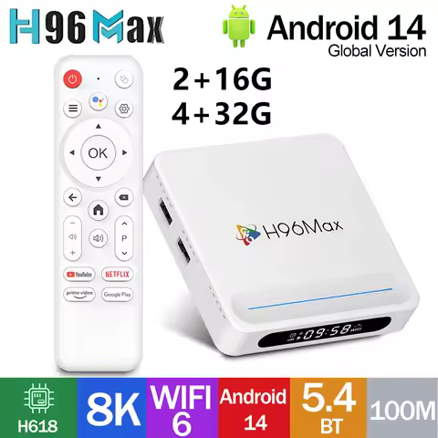 H96Max Allwinner H618 Plus 8K Ultra HD Smart Android TV Box 2.4 &amp; 5G Dual Wifi 100M Set Top Box Google Voice Remote Media Player