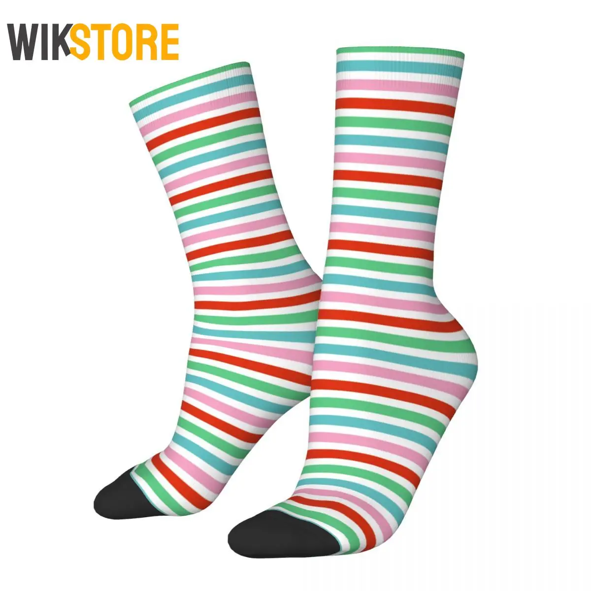 

Stripes Pattern Colorful Christmas Cheer Socks Men Women Funny Happy Socks Novelty Spring Summer Autumn Winter Breathable Sock