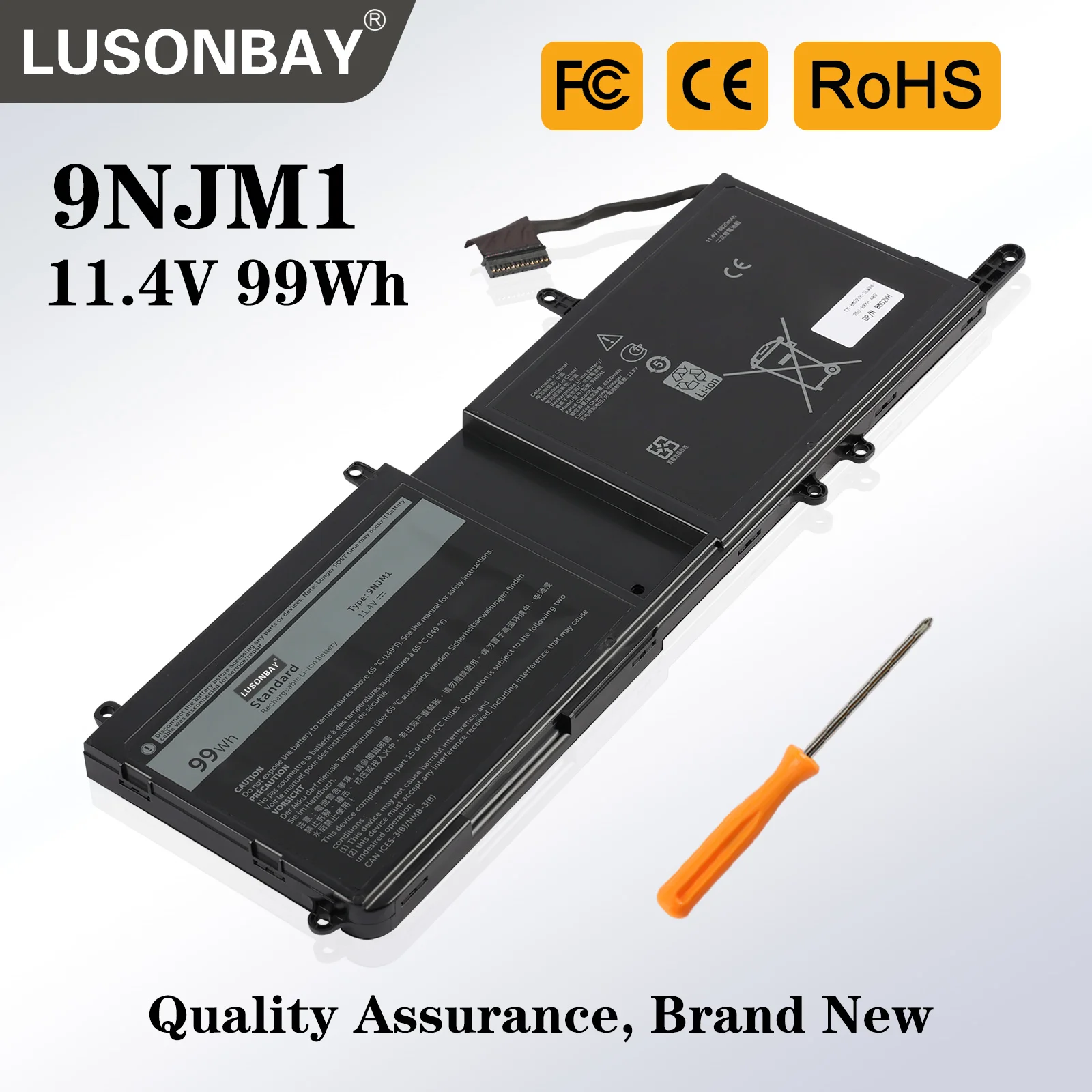 

LUSONBAY 9NJM1 8684mAh Laptop Battery For DELL Alienware 15 R3 R4 17 R4 R5 Series P31E P69F 44T2R HF250 MG2YH 11.4V 99WH