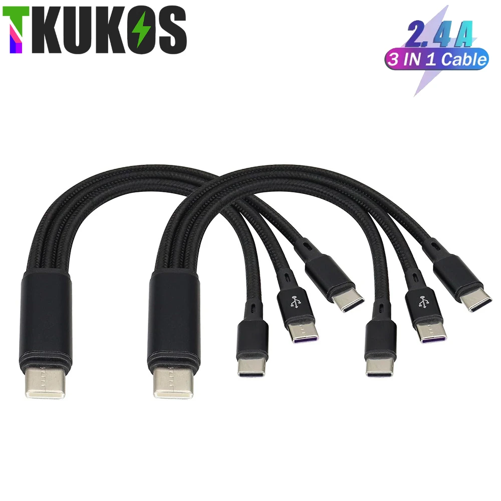 3 in 1 USB Type C Cable USB C to Type C Charging Cable For ipone Samsung Huawei  Mate60  Xiaomi  3in1 Micro USBC Cable 0.2M/1.2M